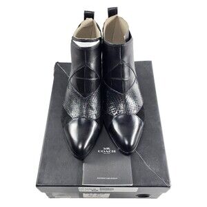 Coach Suffolk Patchwork Bootie Ankle Boots Leather Genuine Snake Skin Booties 5B